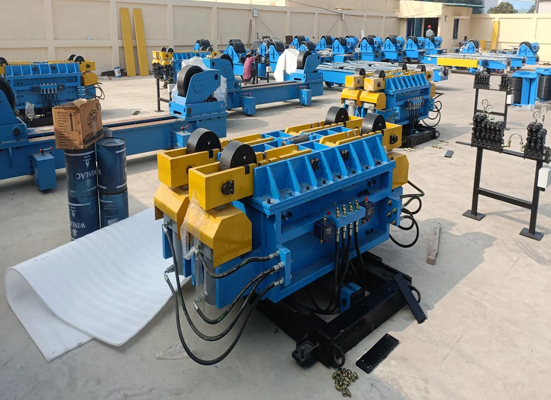Primo Wind Tower Fabrication Equipment -4 roll fit up station and 100 ton rotators_1